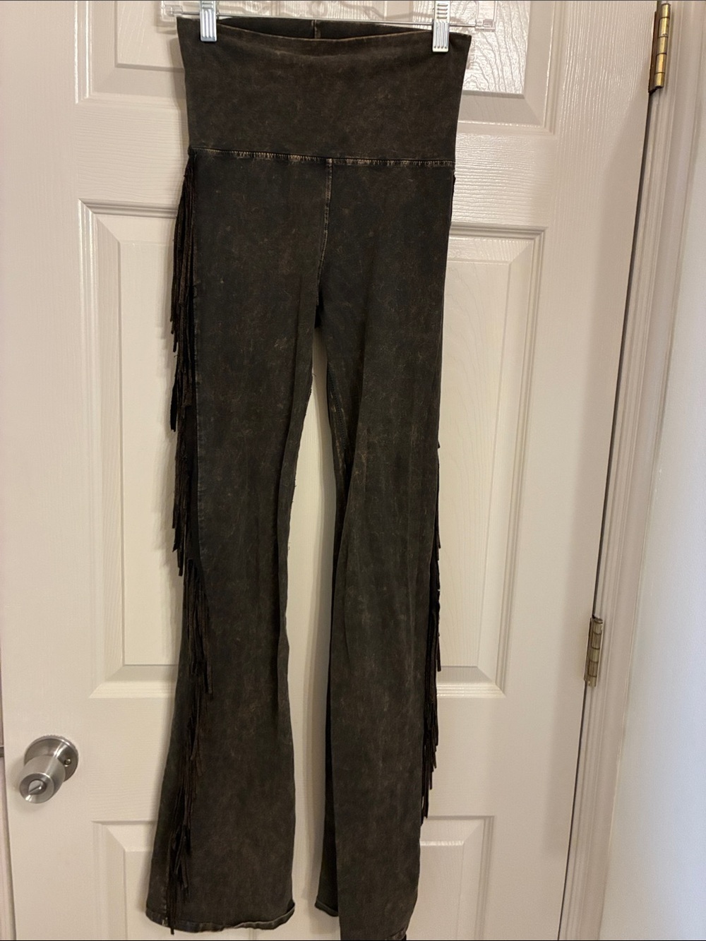 T Party Fashion Black Wide-Leg Fringe Jeans